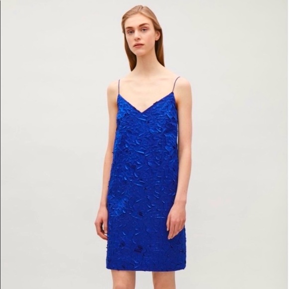 Women's Blue Laser-cut Appliqué Dress - Picture 1 of 6